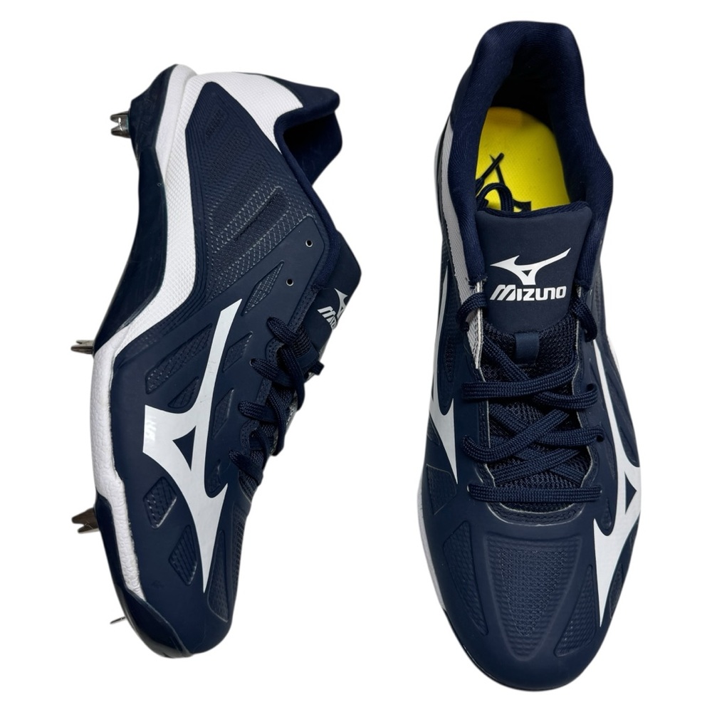 NEW Mizuno Heist IQ low cut metal baseball cleats shoes Men’s 12 Navy White
